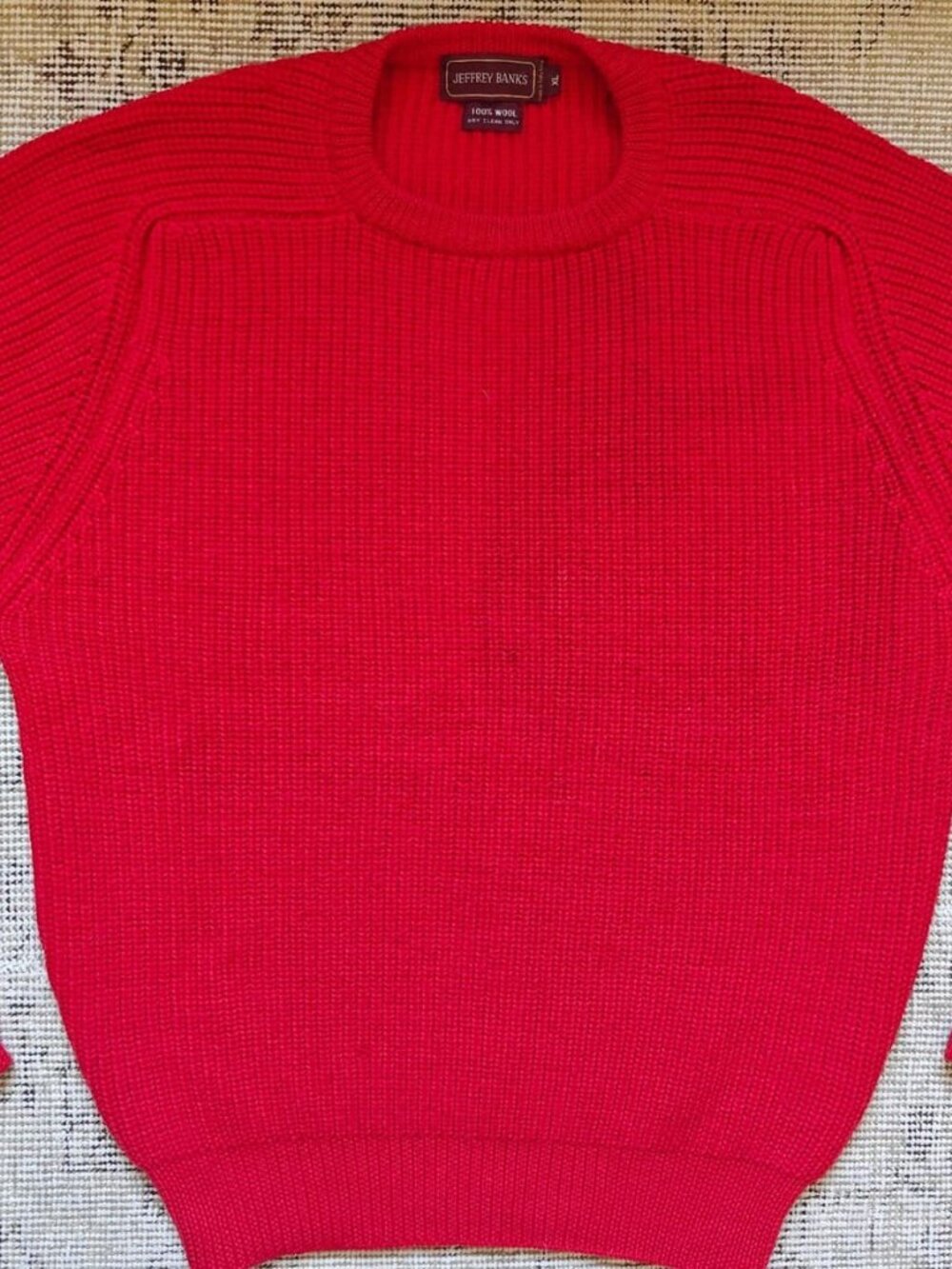 Jeffrey Banks Red 100% Wool Sweater Size XL